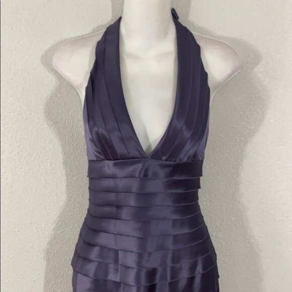 BCBGMaxazria purple tiered halter maxi dress - Picture 3 of 11